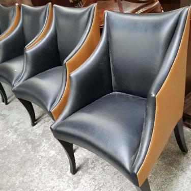 Set of Four Donghia Serpentene Plush Leather Dining Armchairs