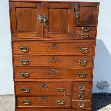Antique Chest of Drawers Set of 3 Korean Storage Dresser Asian Pagoda Chinoiserie Boho Chic Ming Chest Drawers Bedroom CUSTOM PAINT AVAIL 