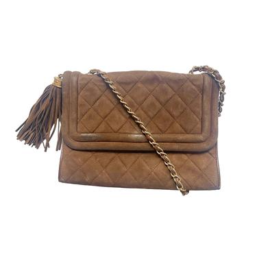 Chanel Brown Suede Chain Flap Bag
