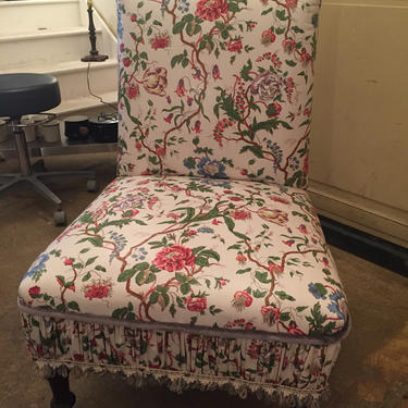 Vintage Slipper Chair Scalamandre Upholstery 