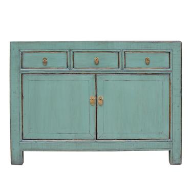 Distressed Rustic Teal Gray Credenza Sideboard Buffet Table Cabinet cs4926S