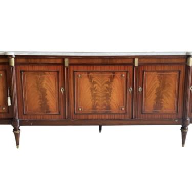 French Louis XVI Style Marble Top Credenza Buffet - Mid 20th C