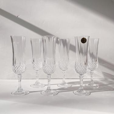 Crystal French Flute Glasses x6