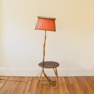 Vintage French Bamboo Floor Lamp | Modernist Mid Century Lighting 