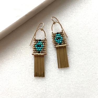 Little Black  Spinel and Turquose Earrings