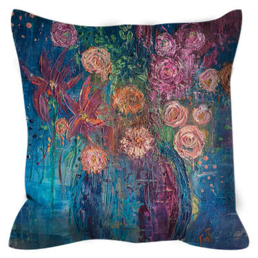 Outdoor Pillows Outdoor Floral Art Pillows - Original Artwork &quot;Color My World&quot; ~ Roses ~ Floral Pillow ~ Floral Art 