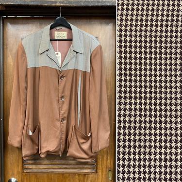 Vintage 1950’s Size XL “Berkray” Two-Tone Gabardine Hollywood Leisure Rockabilly Jacket, 50’s 3/4 Length Jacket, Vintage Clothing 