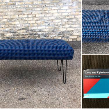Custom Bench With Vintage Fabric Upholstery 