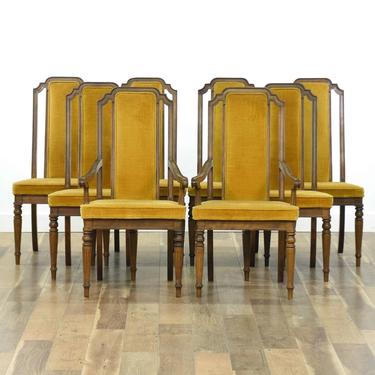 Set Of 8 Ethan Allen Vintage Mustard Dining Chairs