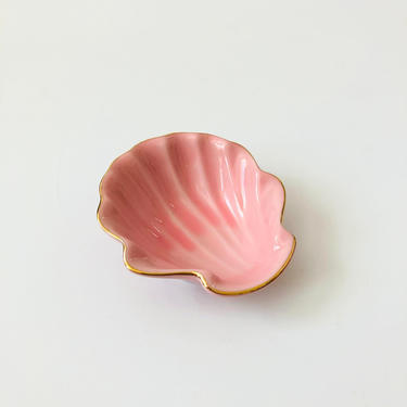 Vintage Pink Ceramic Shell Tray 