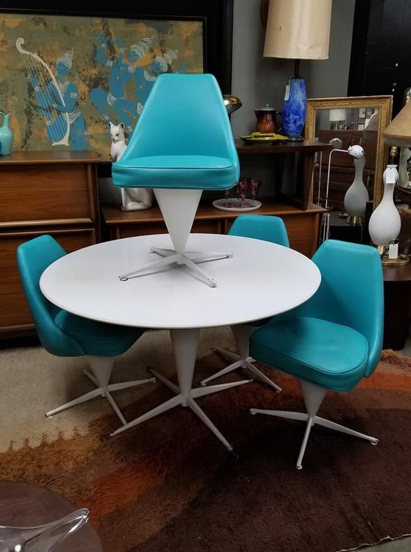 Mid-Century Modern dining set with four chairs