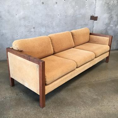 Mid Century Gold Sofa with Walnut Frame