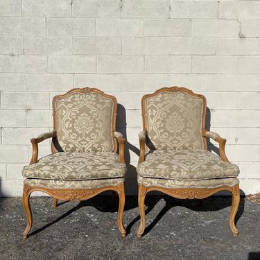 Pair of Bergere Chairs Antique Armchairs French Provincial Accent Hollywood Regency Style Seating Coastal Chinoiserie Miami Seating Boho 