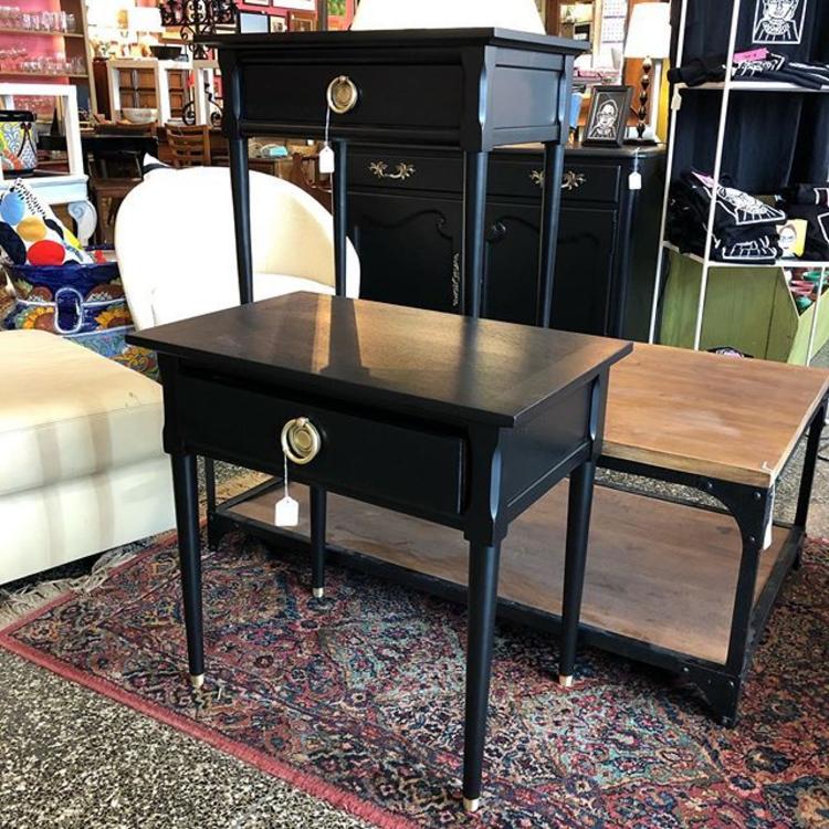                   Fabulous black nightstands with brass hardware! $225 each!