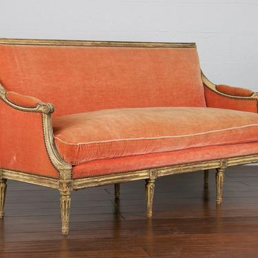 19th Century French Louis XVI Style Painted Settee Canapé 