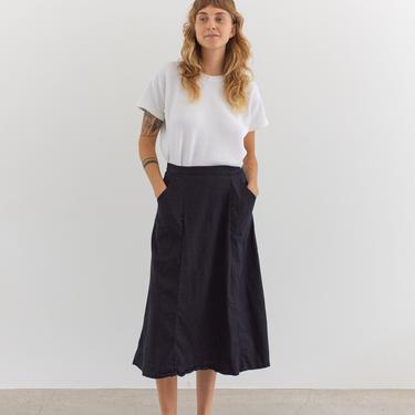 Vintage 28 Waist Black Side Button A line Skirt | Knee Length Skirt | 70s Skirt | 