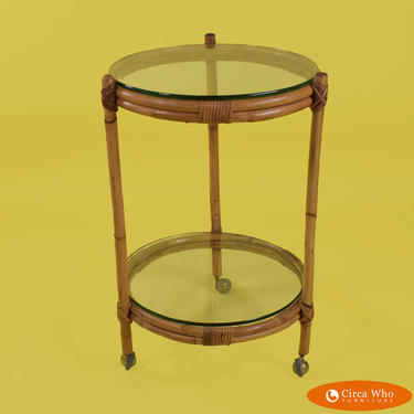 Round Bamboo Bar Cart