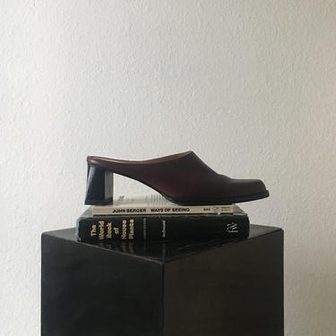 vintage oxblood leather mules size 9 