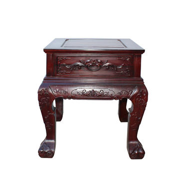 Chinese Oriental Suan Zhi Rosewood Foo Dogs Motif Tea Table Stand cs4536E 