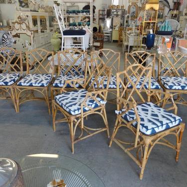 Set of 8 Italian Bamboo Chippendale Chairs