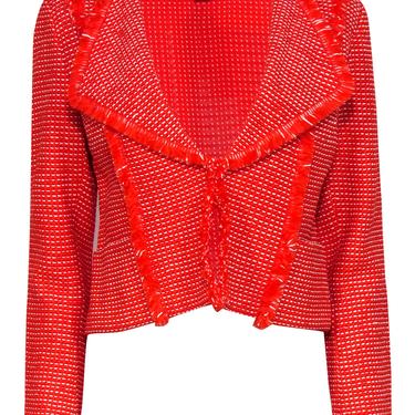 St. John - Red & White Fringed Tweed Jacket Sz 10