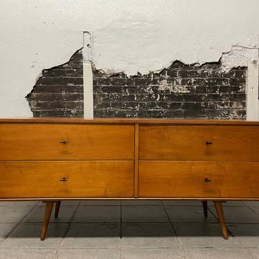 Paul mccobb mid century modern blonde lacquer finish credenza sideboard dresser maple 4 drawer T pulls original tapered legs 60&quot; 