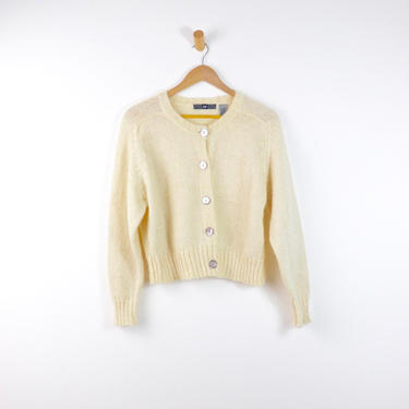 Vintage Gap Cream Mohair Blend Open Knit Cardigan Sweater, Small 