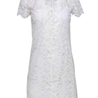 Sandro - White Lace Cap Sleeve Sheath Dress Sz 2