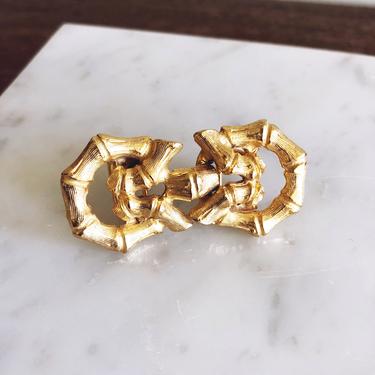 Vintage Mimi Di N 1974 Gold Bamboo Knot Belt Buckle 