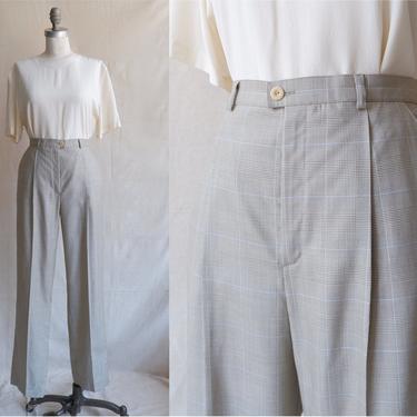 Vintage 80s Plaid Escada Trousers/ 1980s High Waisted Suit Pants/ Size 29 Medium 