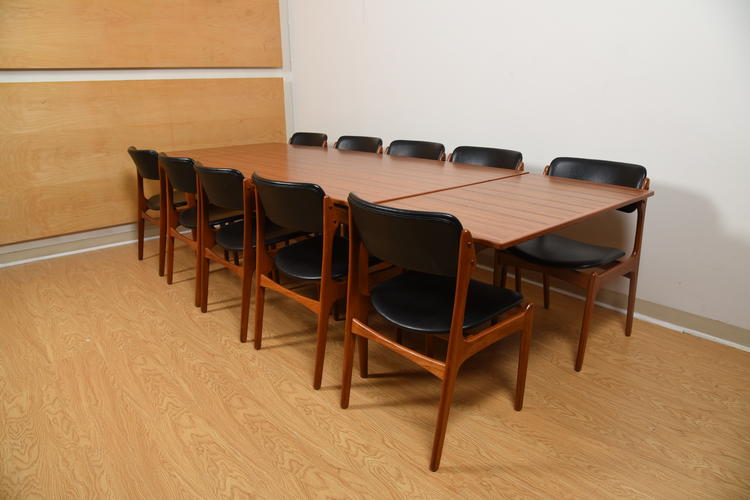 Set of 10 (2+8) Designer Danish Teak Dining Chairs by Erik Buch