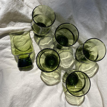 Green Glass Juice Glasses 