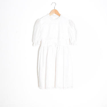 vintage 80s dress white embroidered eyelet kinderwhore babydoll dress XS clothing 