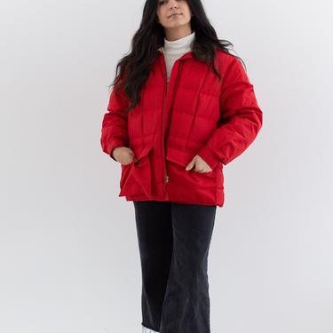 Vintage Red Eddie Bauer Quilt Puffer Zip Jacket | Quilted Nylon Down Coat | Made in USA | M L | 