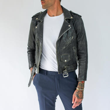 Vintage LA ROXX Perfectly Distressed Motorcycle Jacket | Mens Size Medium | Distressed Black Leather, Worn In |  1990s Designer Biker Jacket 