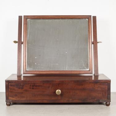 19th c. Mahogany Table Top Vanity Shaving Mirror c.1840-1970