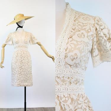 1970s VICTOR COSTA lace wedding dress xs | new summer 