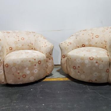 Mid Century Pair of All Original Vladimir Kagan Corkscrew Nautilus Swivel Lounge Chairs - Pair 
