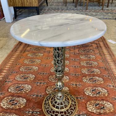 Mid Century Marble Top/Brass Base Plant Stand