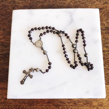 Antique French Rosary with Glass Beads - Dated 1875 