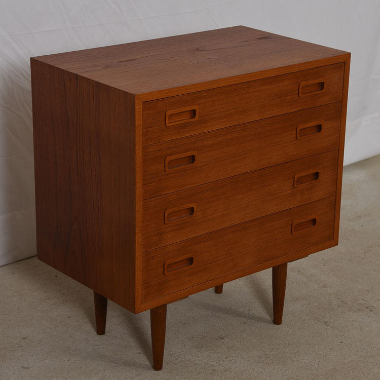 Danish Modern Compact Teak 4-Drawer Chest / Dresser