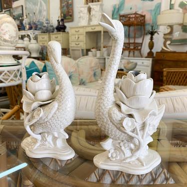 Sweet Pair of Fitz and Floyd Swan Candle Holders