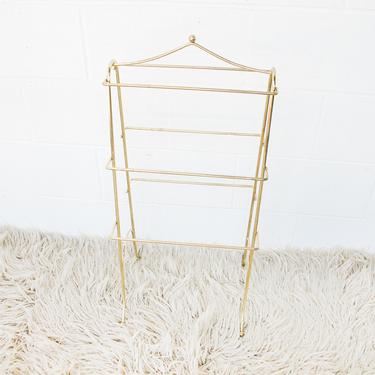 Vintage Industrial Mid-Century Flashed Brass Entry/Towel/Clothes Rack/Storage Organizer 