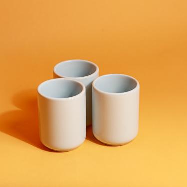 Set of 3 80s Light Blue Japanese Koyo Minimal Ceramic Cups 