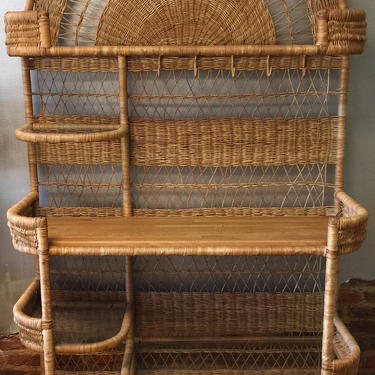 Pickup Only and Delivery to Selected Cities - Large Vintage Wicker/Rattan bookcase 