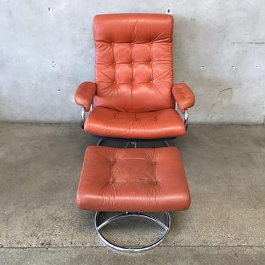 Vintage Ekornes Stress Less Leather Chair &amp; Ottoman