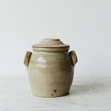 Stamped Stoneware Crock with  Lid