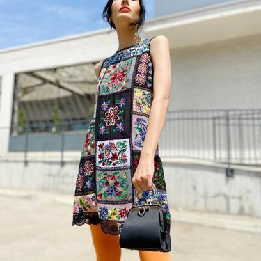 ALICE + OLIVIA Multicolor Floral Patchwork Sleeveless Lace