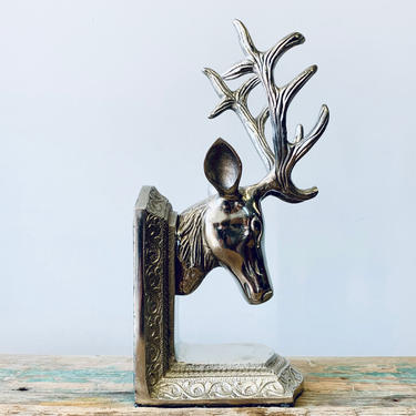 Silver Deer Bookend | Reindeer Bookend | Deer Decor | Cabin Decor | Modern Cabin | Modern Rustic | Shelf Decor | Antlers | Filagree 