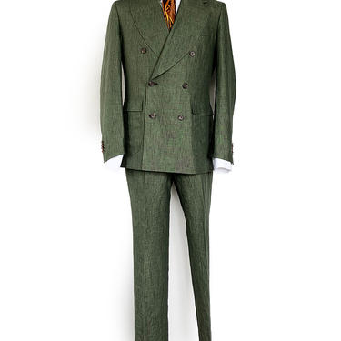 TBCO RESERVE FRESCO GREEN DOUBLE BREASTED LINEN JACKET